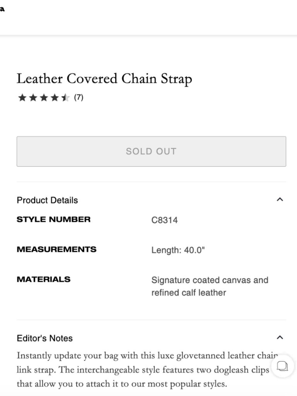 NWT COACH LONG BLACK LEATHER COVERED LINK CHAIN STRAP - Picture 13 of 13